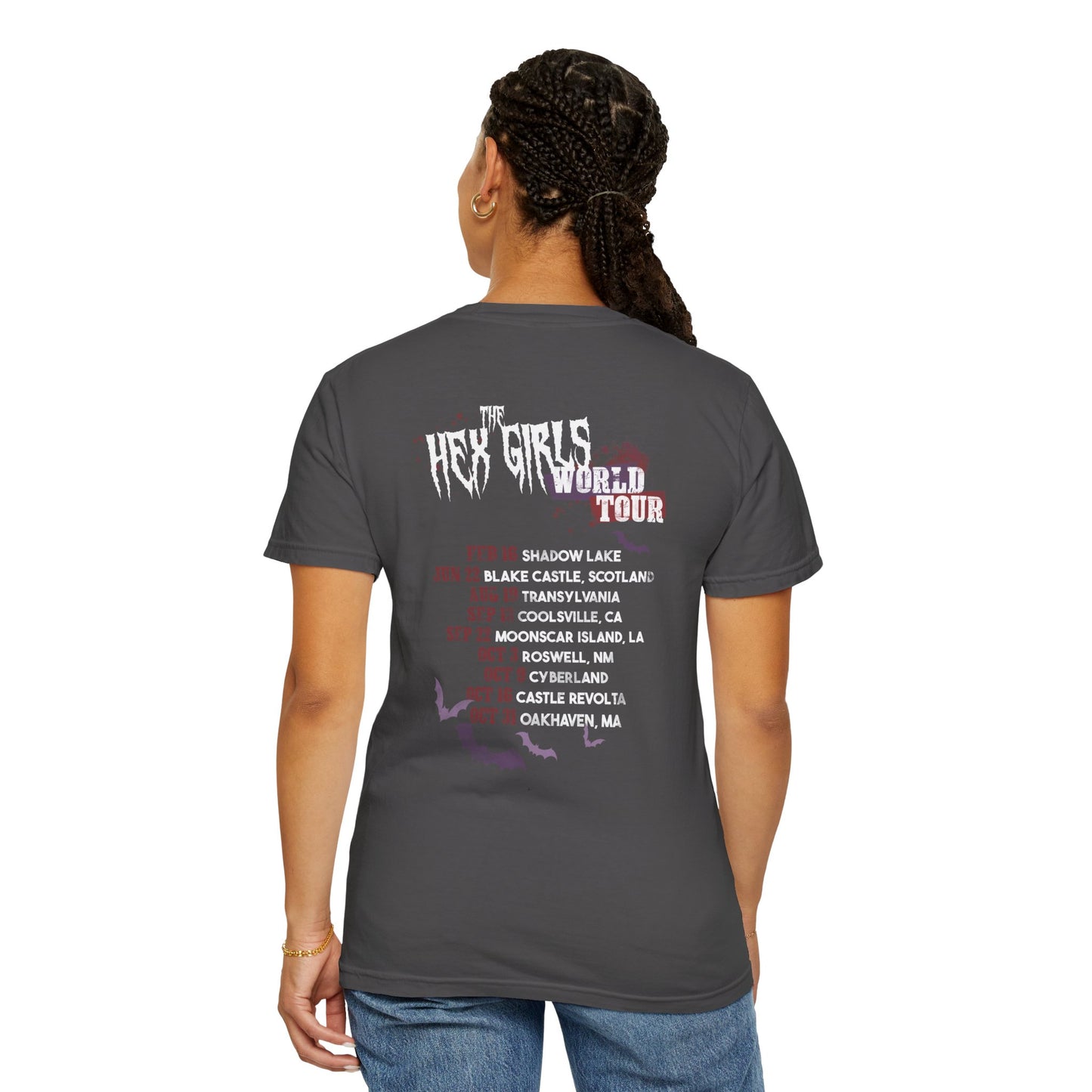 2-Sided Witch Girl Band T-Shirt, Spooky Season Graphic Tee