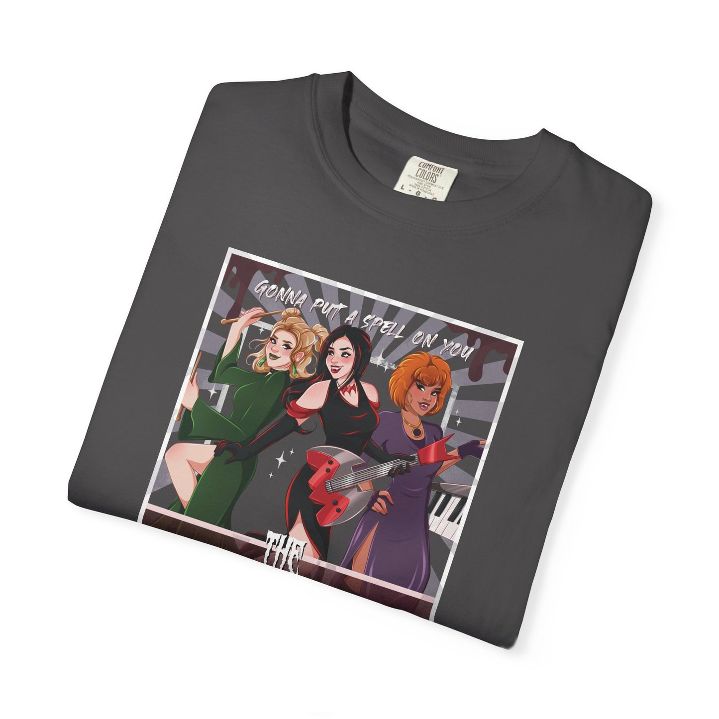 2-Sided Witch Girl Band T-Shirt, Spooky Season Graphic Tee