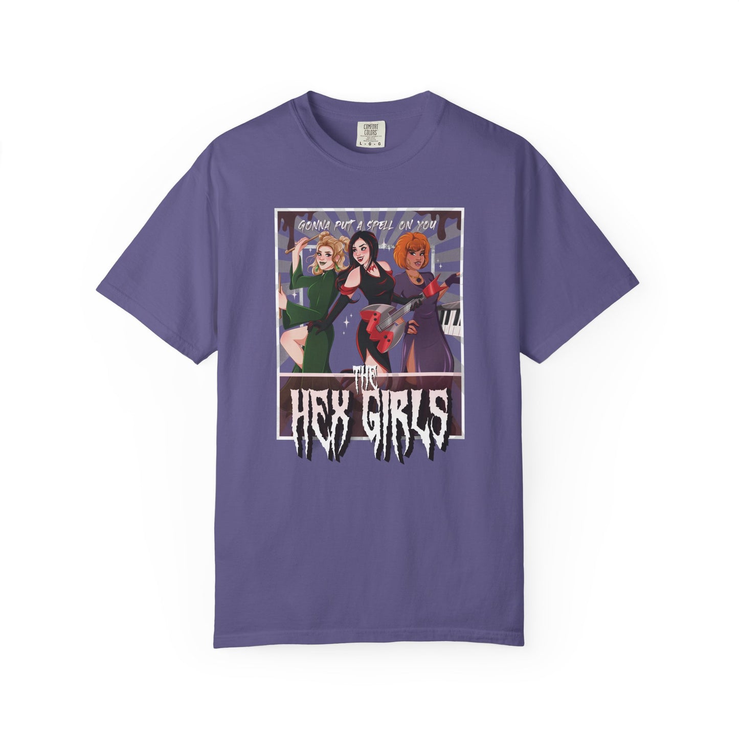 2-Sided Witch Girl Band T-Shirt, Spooky Season Graphic Tee