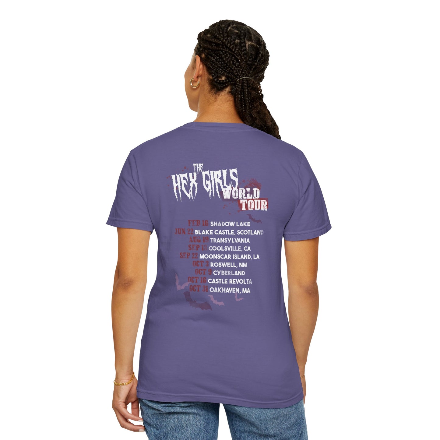 2-Sided Witch Girl Band T-Shirt, Spooky Season Graphic Tee