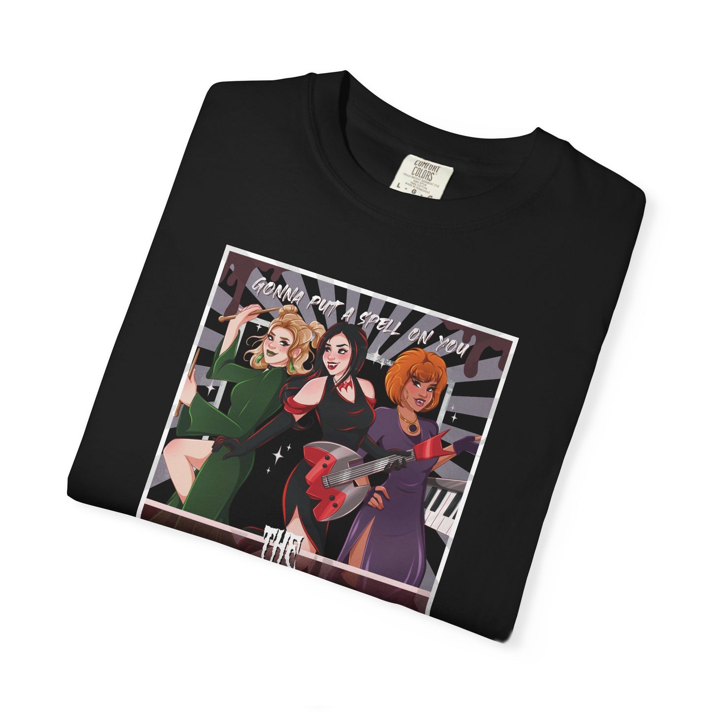 2-Sided Witch Girl Band T-Shirt, Spooky Season Graphic Tee