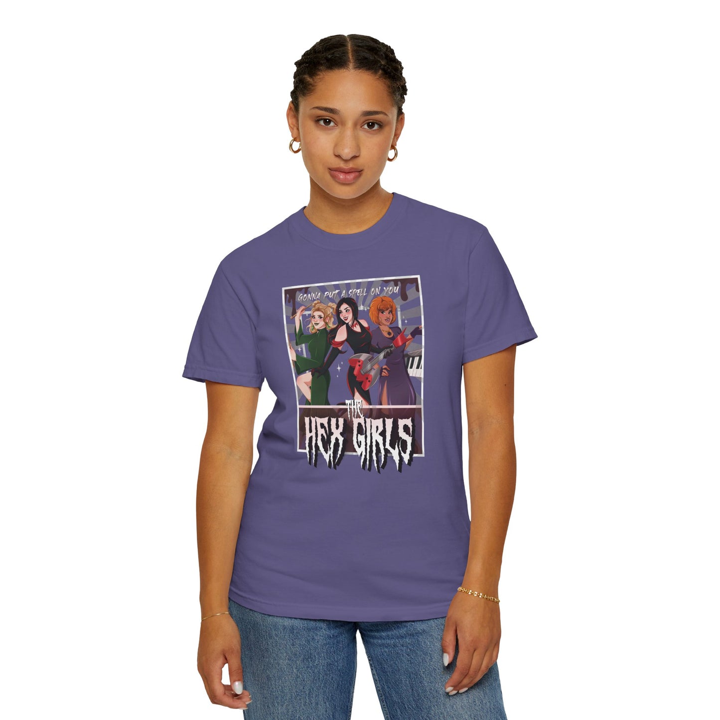 2-Sided Witch Girl Band T-Shirt, Spooky Season Graphic Tee
