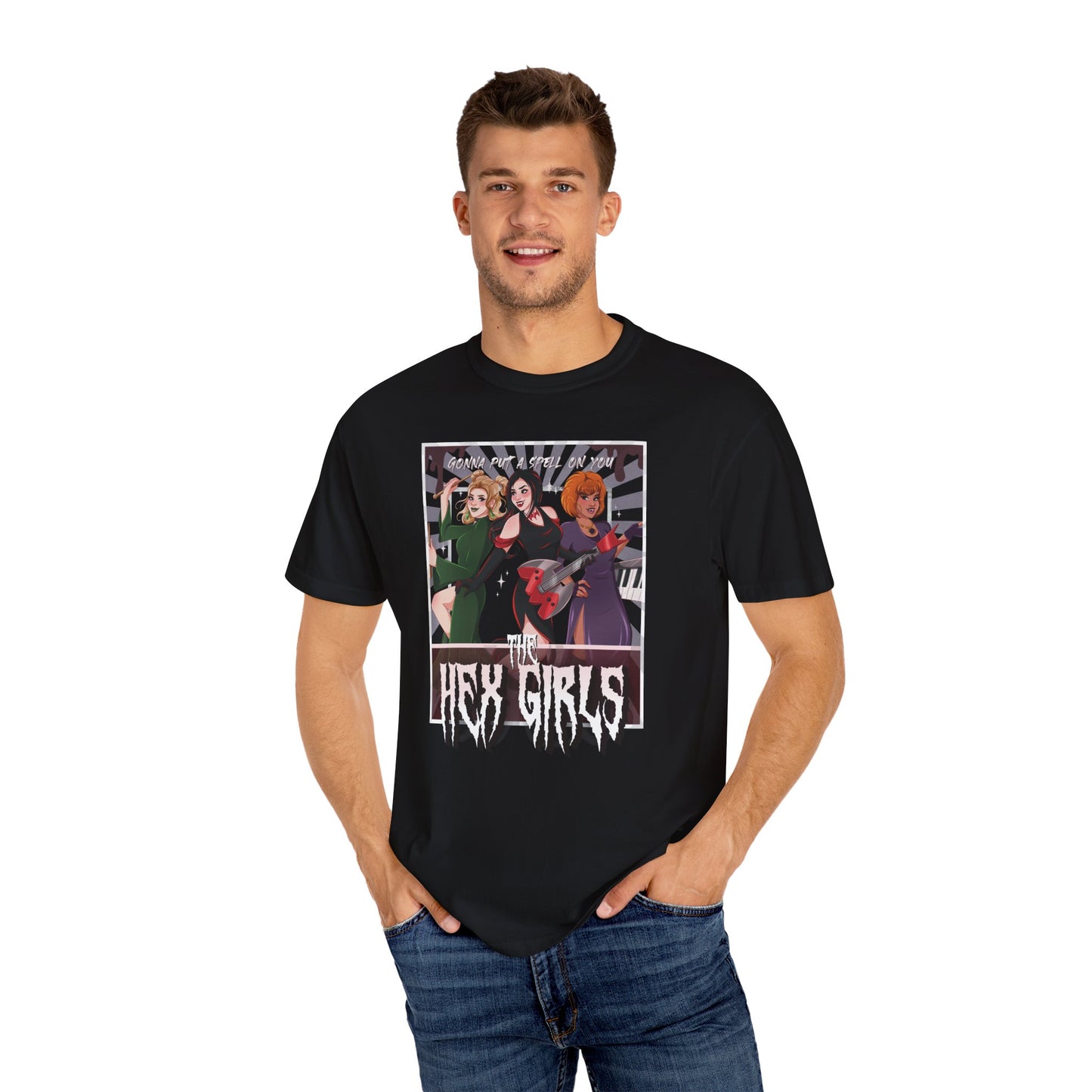 2-Sided Witch Girl Band T-Shirt, Spooky Season Graphic Tee