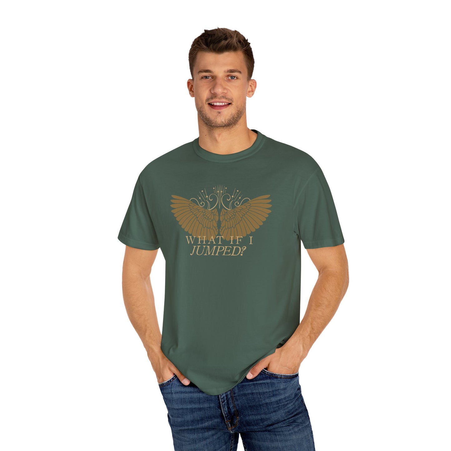 Shield of Sparrows “What if I jumped?” T-Shirt