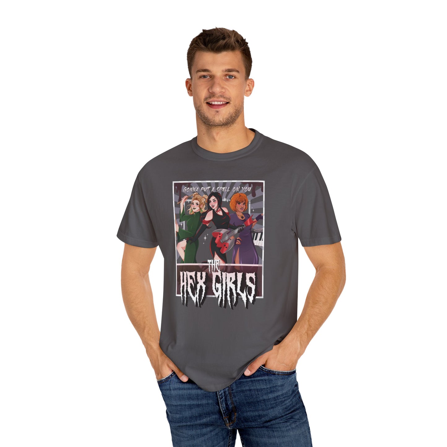 2-Sided Witch Girl Band T-Shirt, Spooky Season Graphic Tee