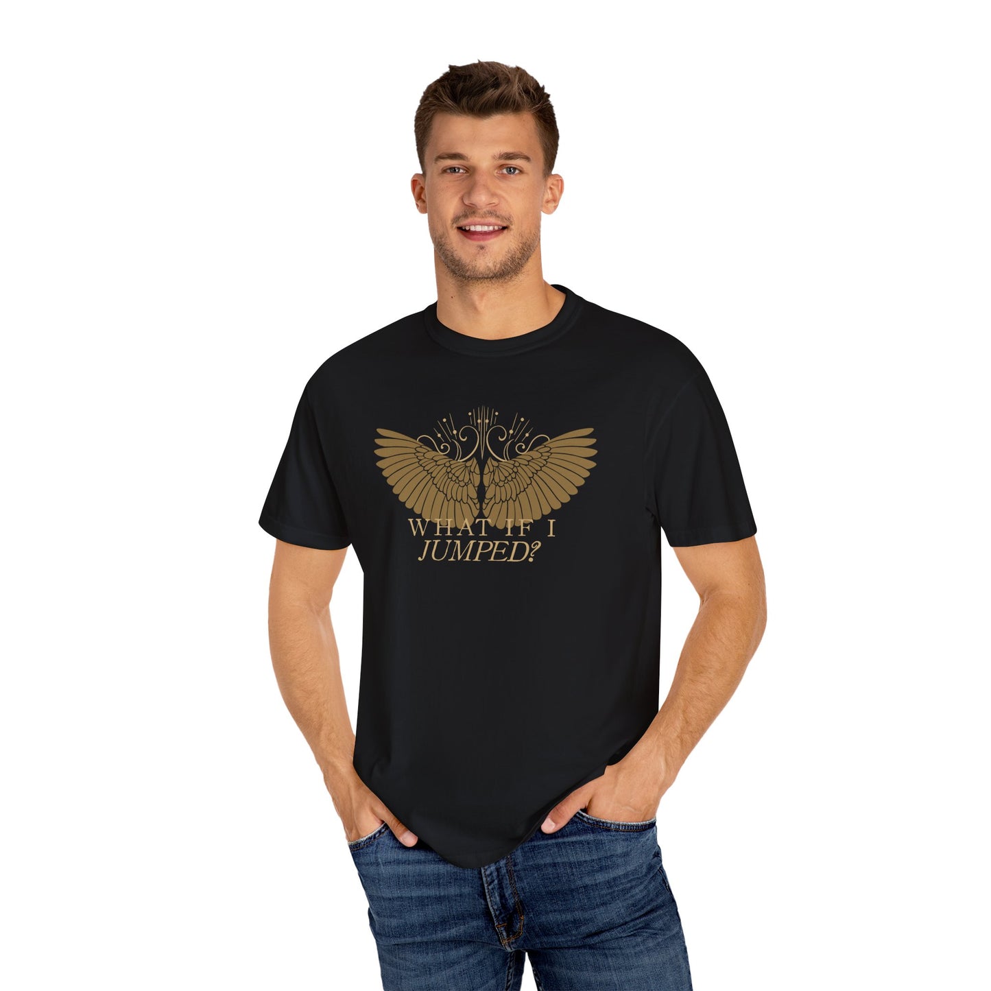 Shield of Sparrows “What if I jumped?” T-Shirt