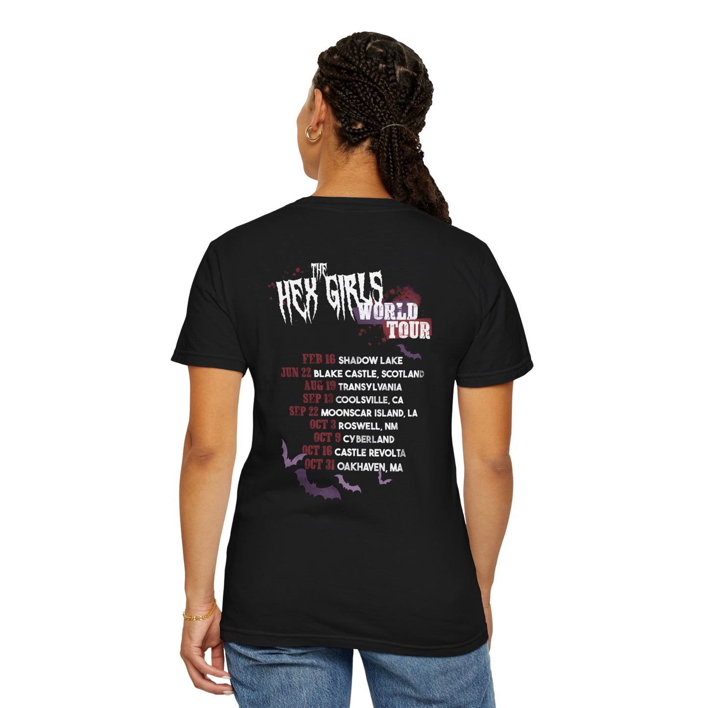 2-Sided Witch Girl Band T-Shirt, Spooky Season Graphic Tee