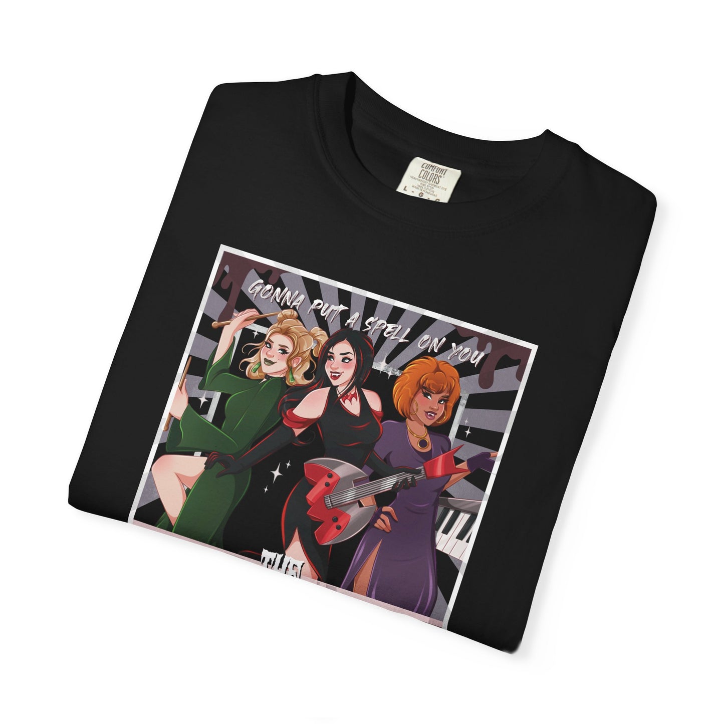 2-Sided Witch Girl Band T-Shirt, Spooky Season Graphic Tee