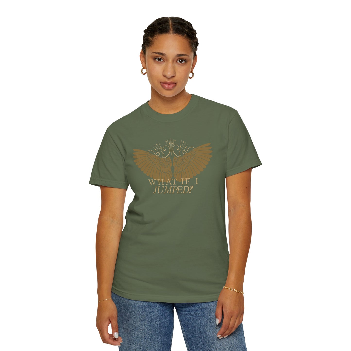 Shield of Sparrows “What if I jumped?” T-Shirt
