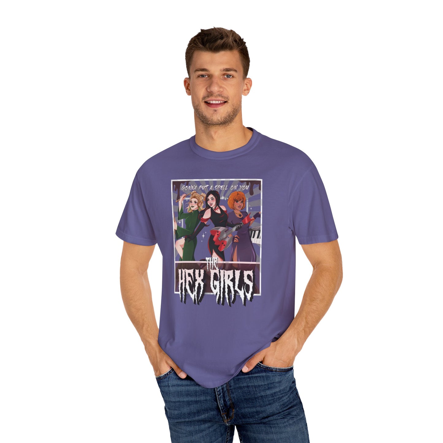 2-Sided Witch Girl Band T-Shirt, Spooky Season Graphic Tee
