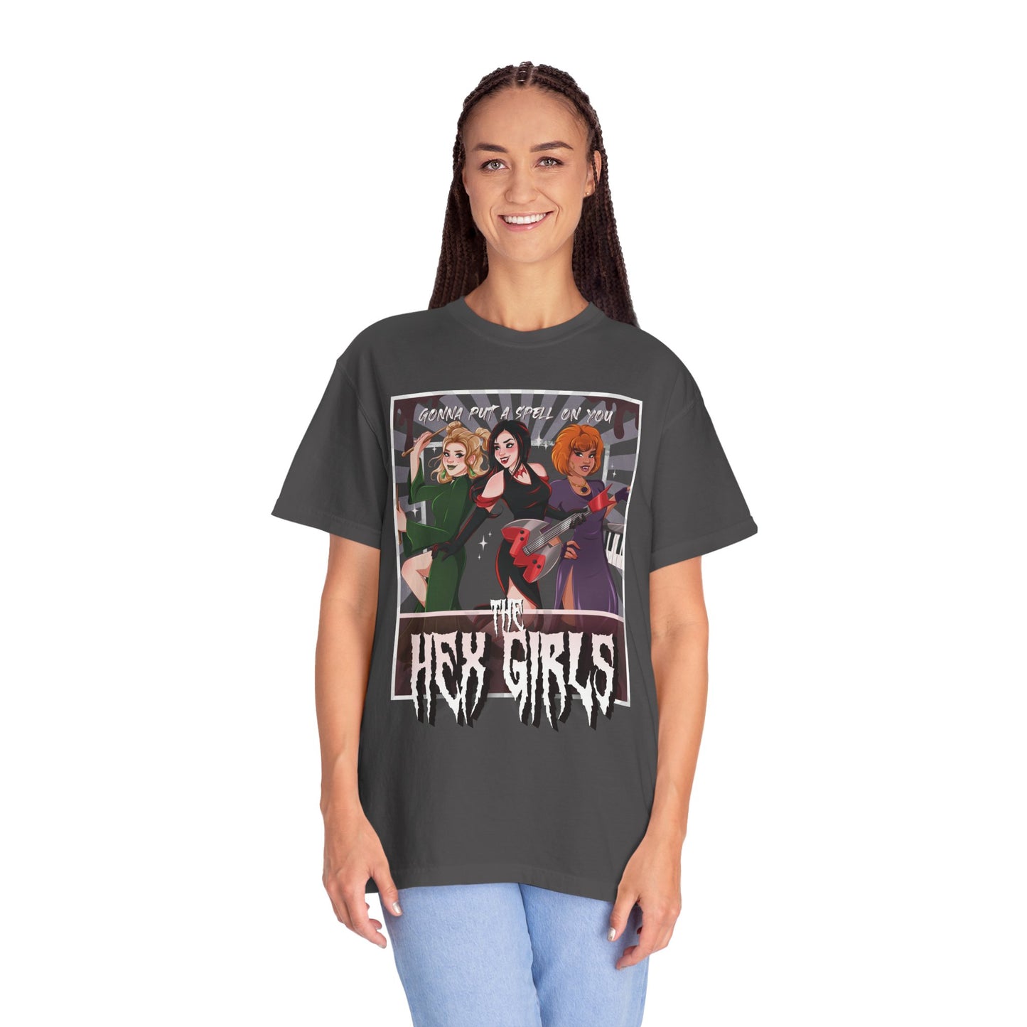 Front Only Witch Girl Band T-Shirt, Spooky Season Graphic Tee