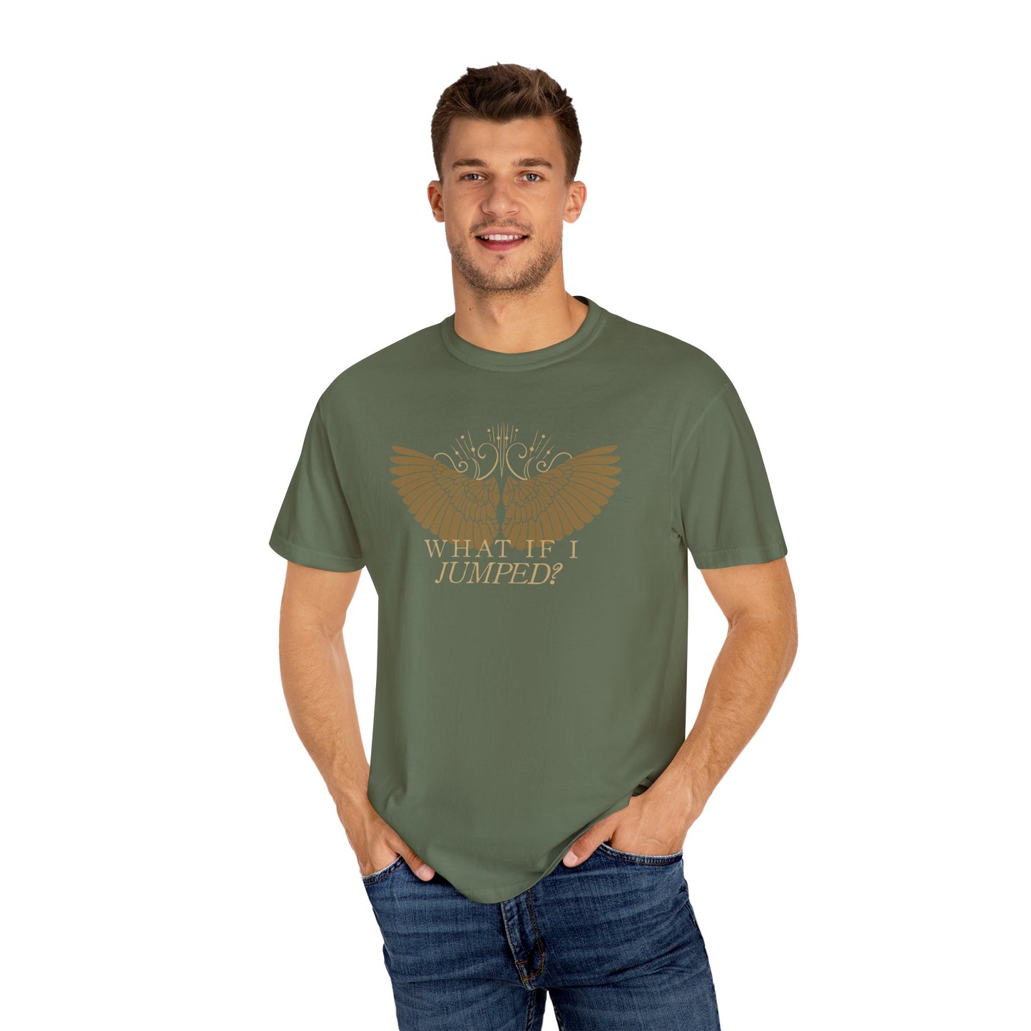 Shield of Sparrows “What if I jumped?” T-Shirt