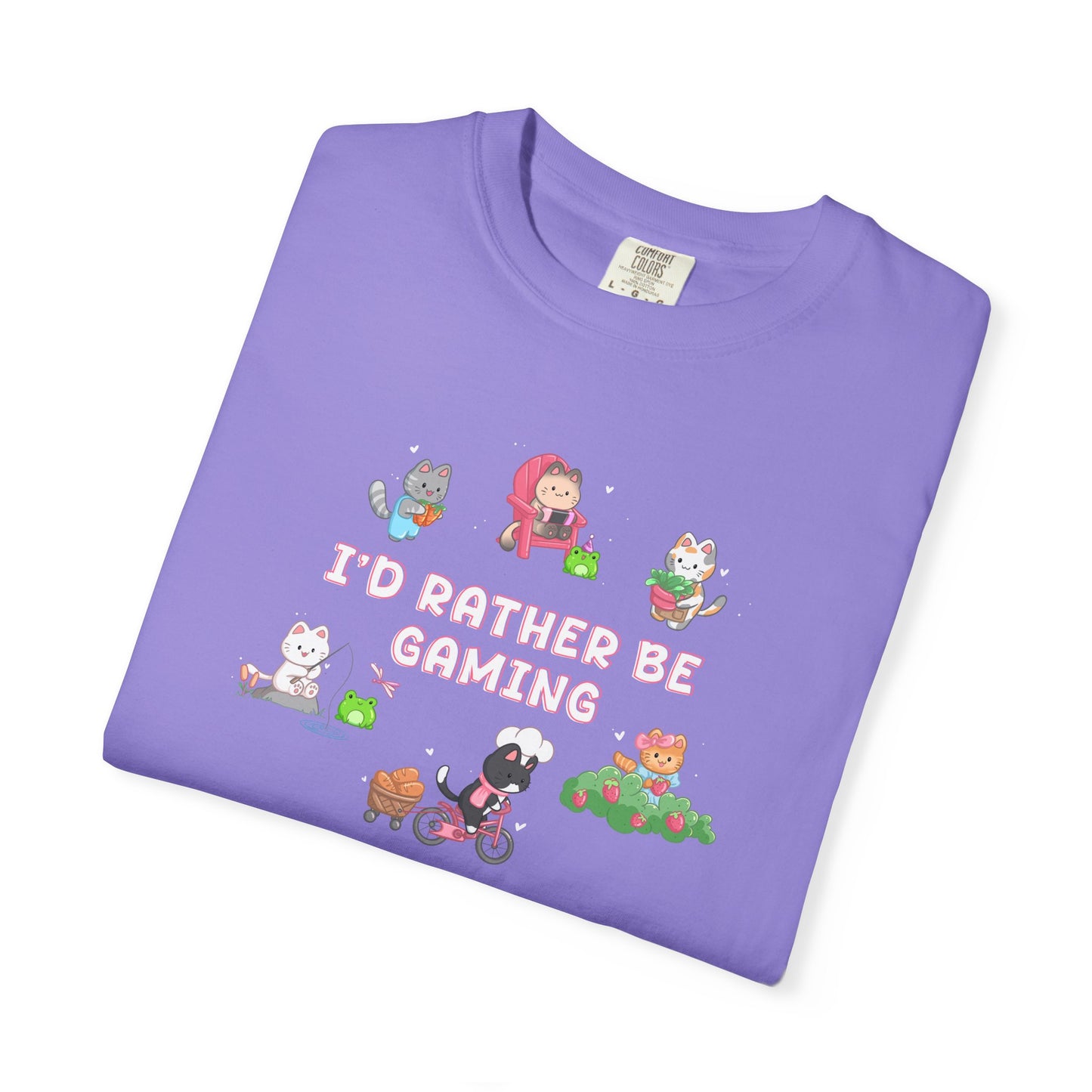 I’d Rather Be Gaming T-shirt - Cute Cat Lover Cozy Gamer Gift