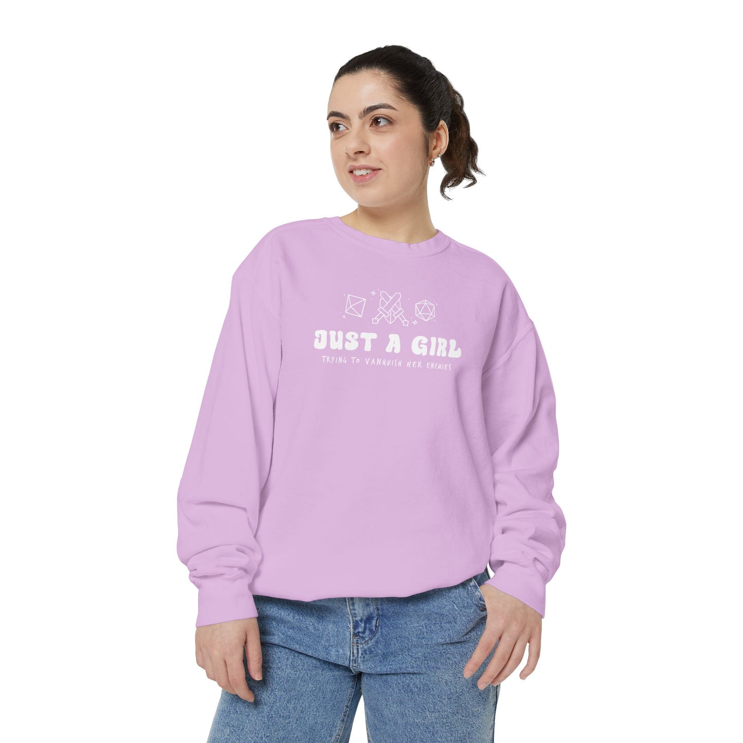 2-Sided Just A Girl Gamer Sweatshirt — Comfort Colors