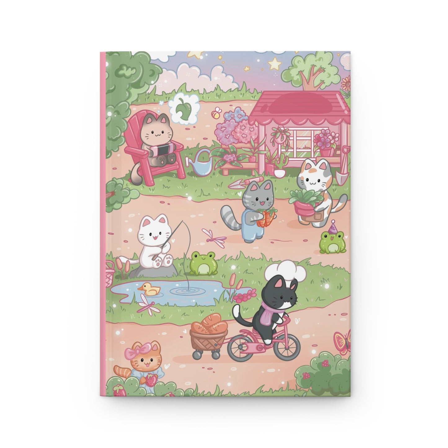 Cozy Gamer Cats Hardcover Matte Journal with Lined Pages