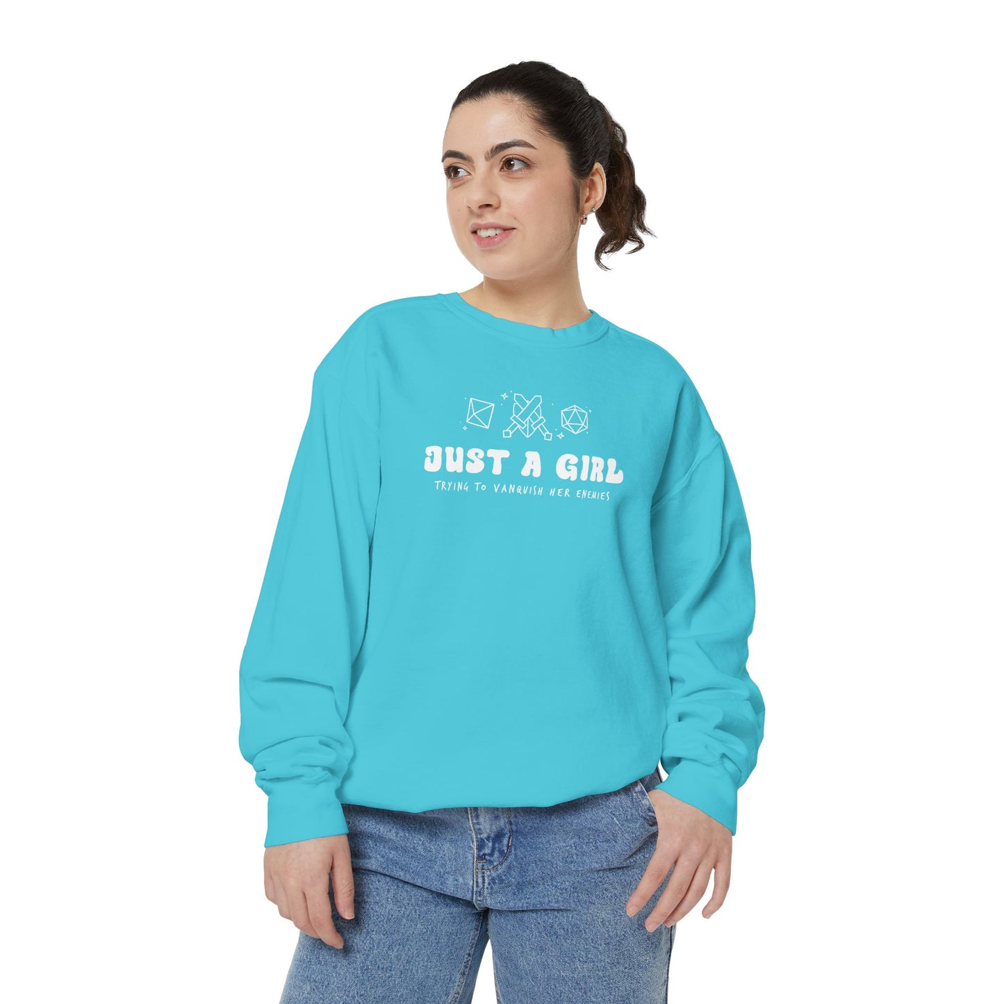 2-Sided Just A Girl Gamer Sweatshirt — Comfort Colors