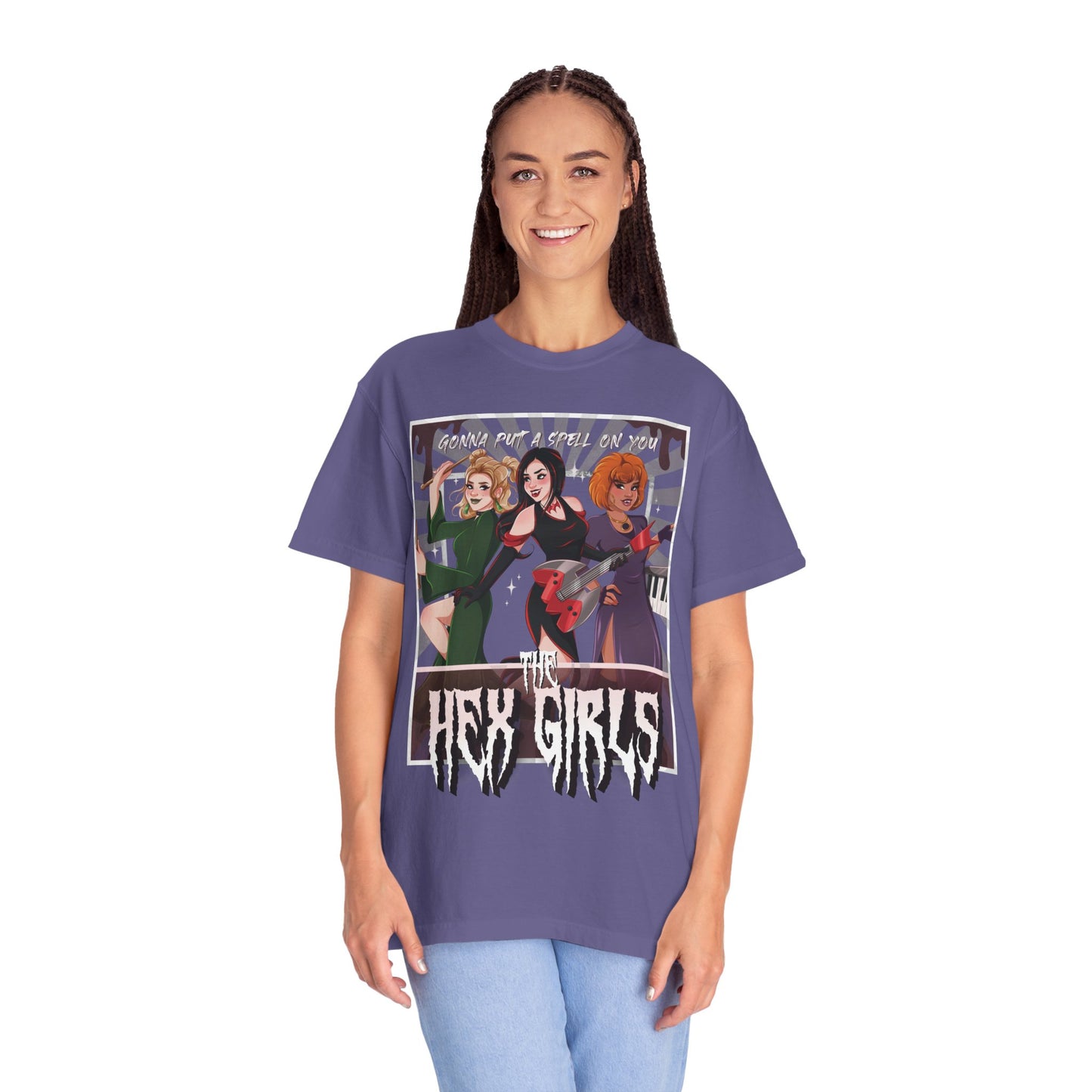 Front Only Witch Girl Band T-Shirt, Spooky Season Graphic Tee