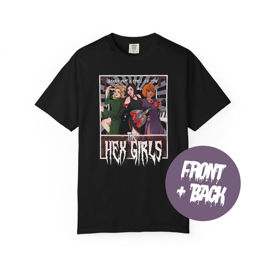 2-Sided Witch Girl Band T-Shirt, Spooky Season Graphic Tee