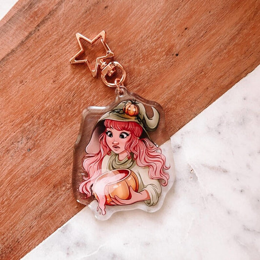 Pumpkin Witch Keychain