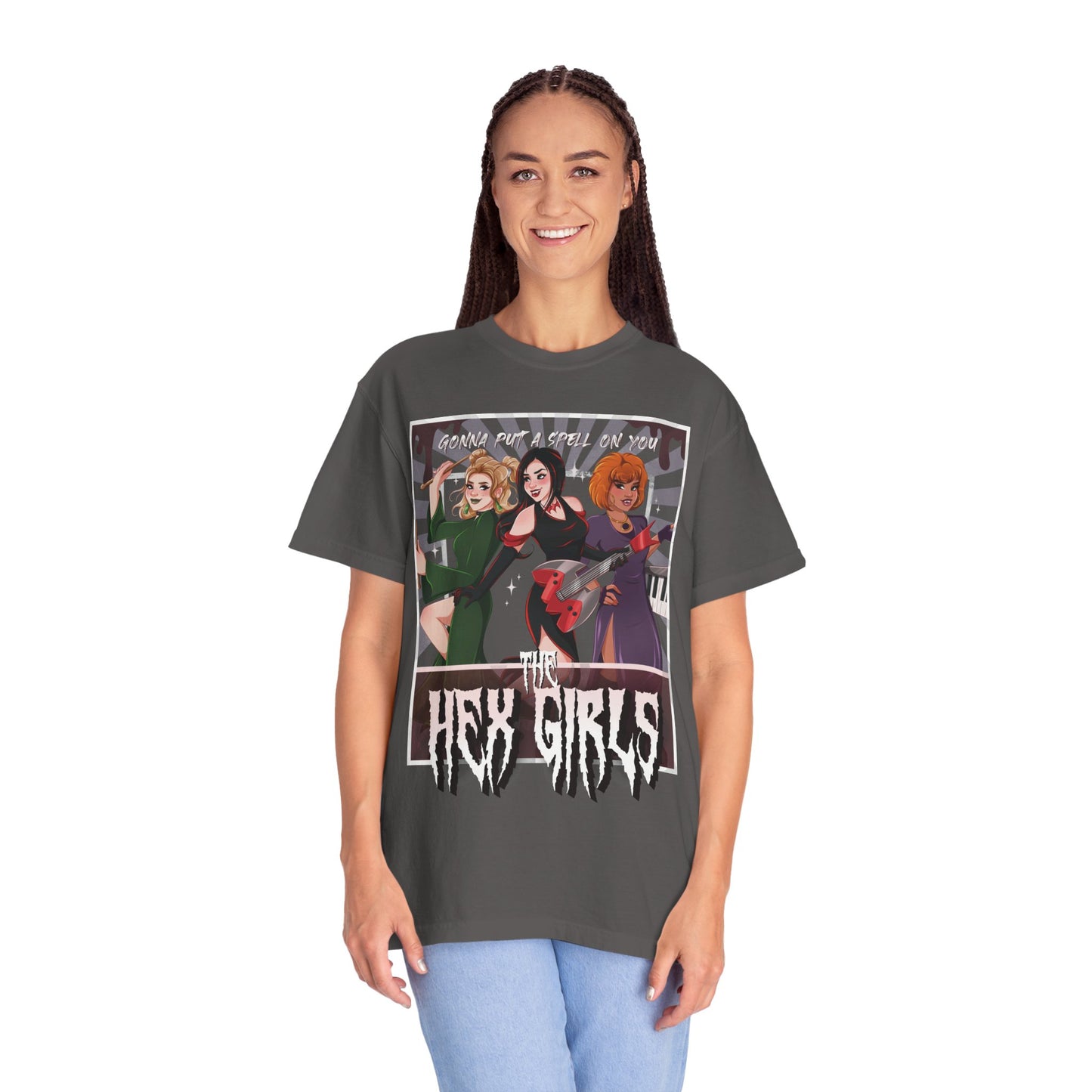 Front Only Witch Girl Band T-Shirt, Spooky Season Graphic Tee