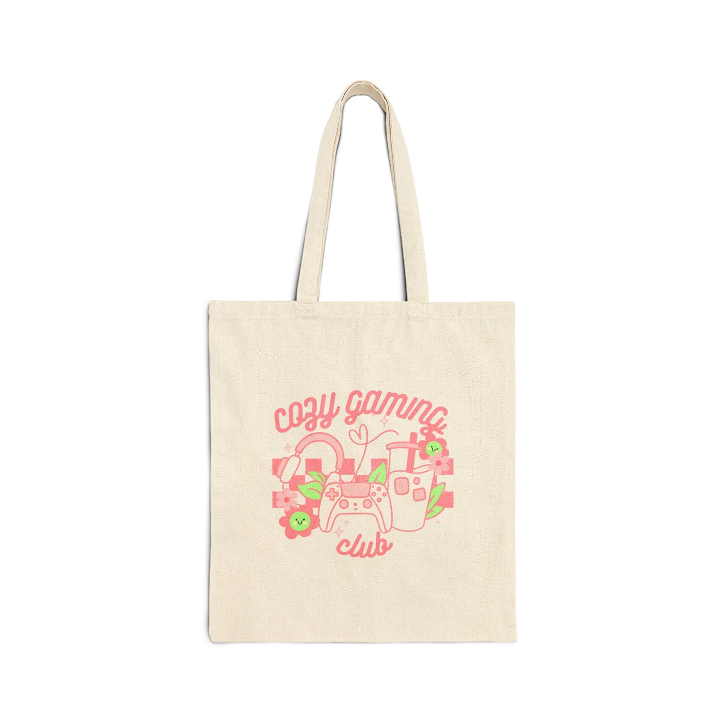 Cozy Gaming Club Cotton Canvas Tote Bag - Gamer Girl Gift