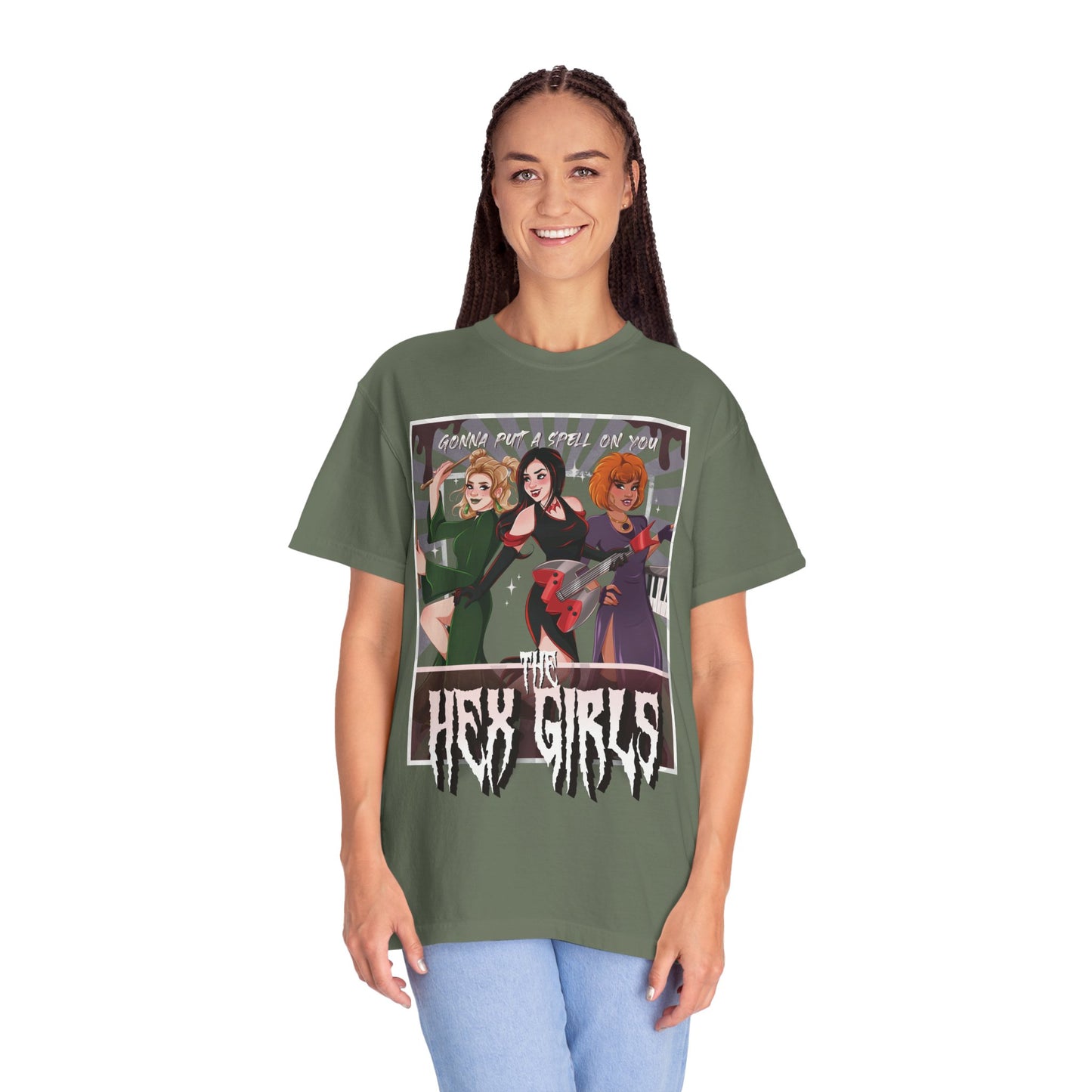 Front Only Witch Girl Band T-Shirt, Spooky Season Graphic Tee
