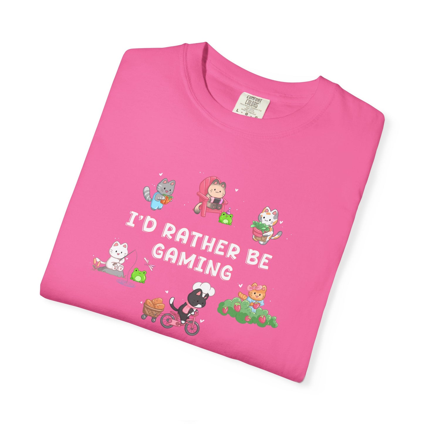 I’d Rather Be Gaming T-shirt - Cute Cat Lover Cozy Gamer Gift