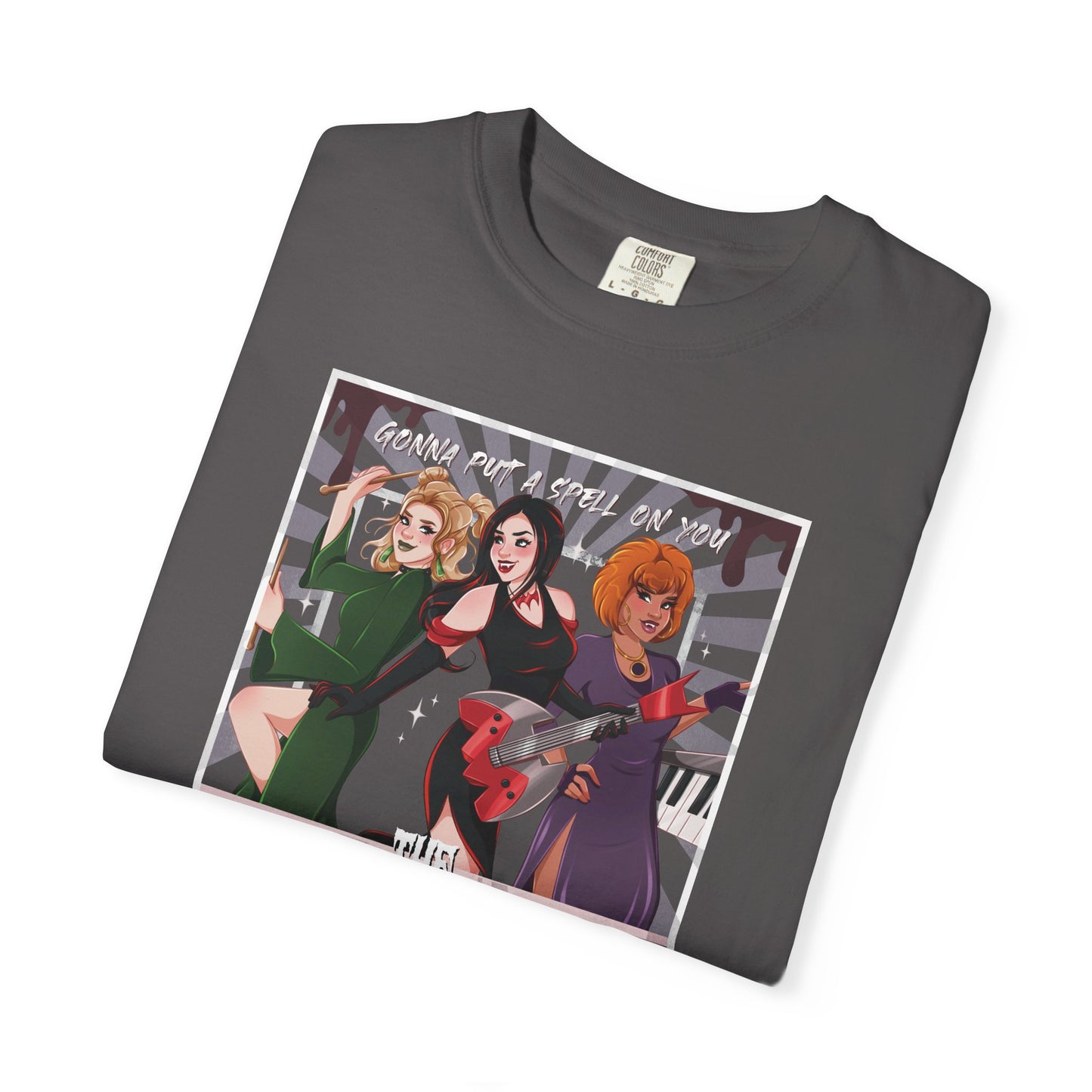 2-Sided Witch Girl Band T-Shirt, Spooky Season Graphic Tee