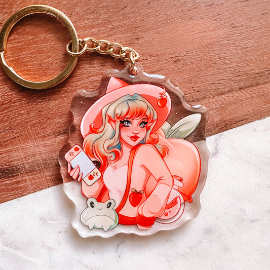 Peach Gamer Witch Keychain