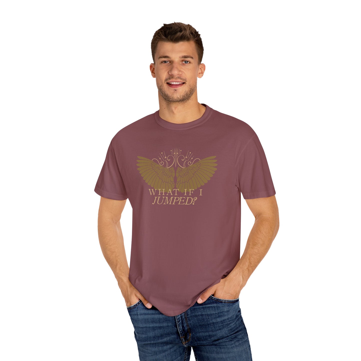 Shield of Sparrows “What if I jumped?” T-Shirt