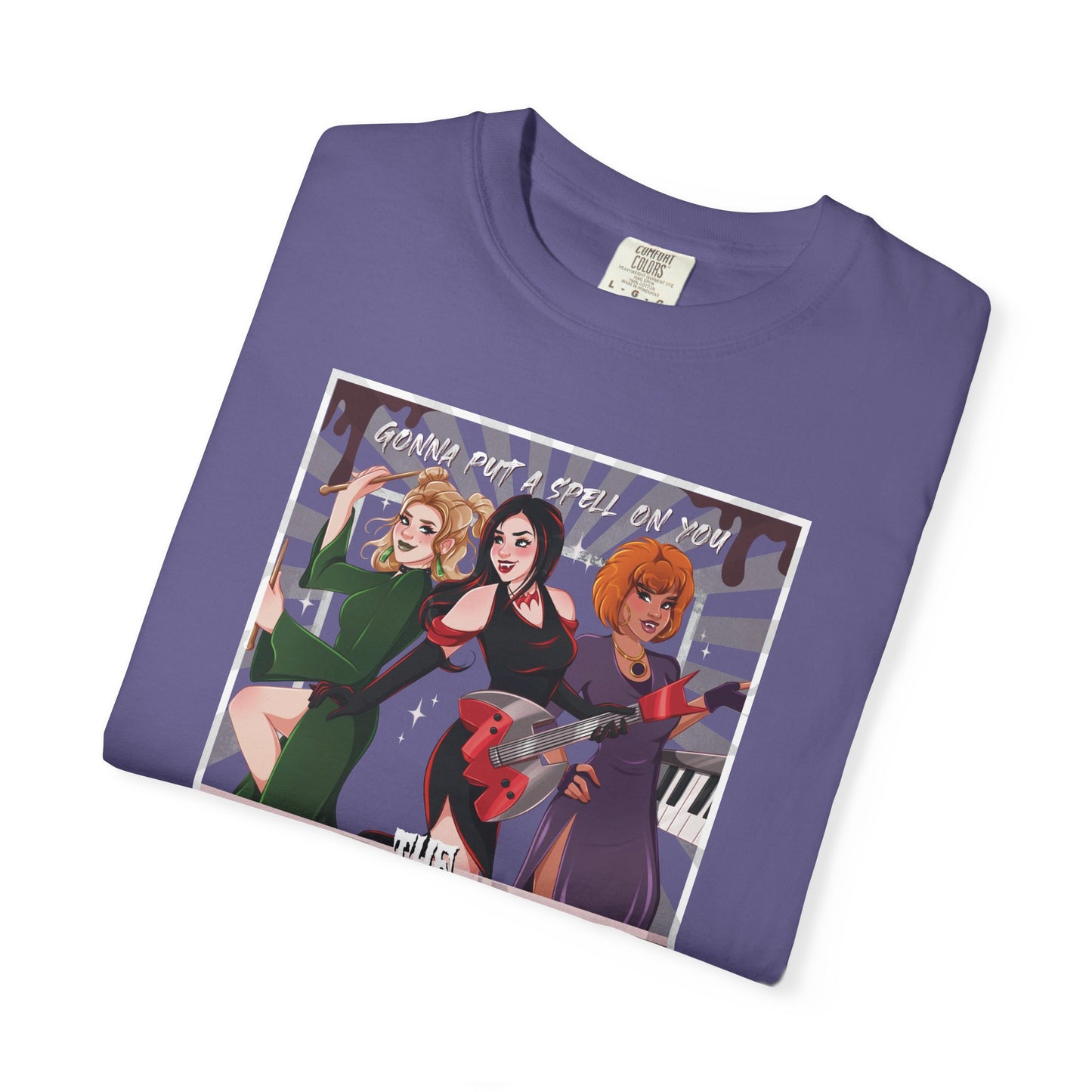 2-Sided Witch Girl Band T-Shirt, Spooky Season Graphic Tee