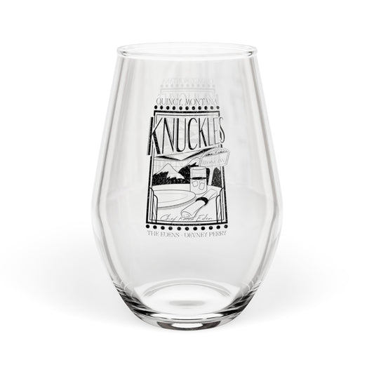 Knuckles Restaurant Stemless Wine Glass — Novelty 11.75oz Drinking Glass