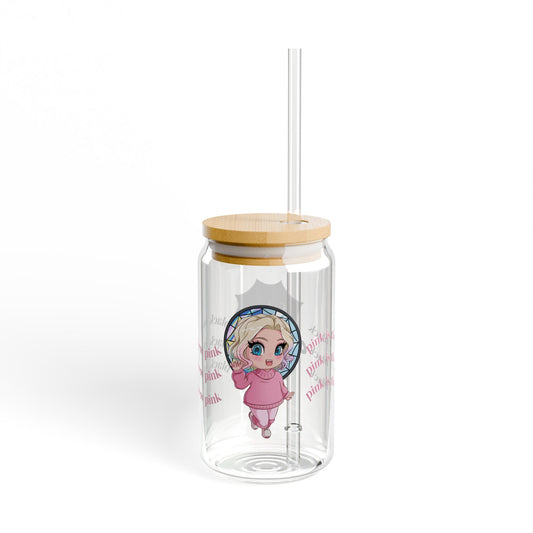 Pink is the New Black 16oz Glass Sipper Cup