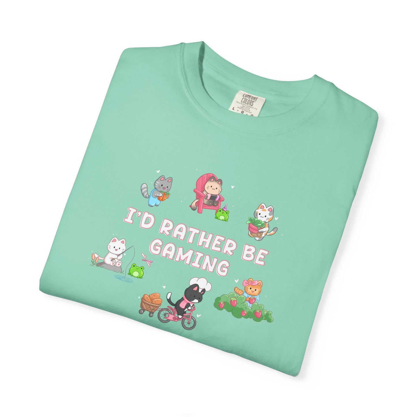 I’d Rather Be Gaming T-shirt - Cute Cat Lover Cozy Gamer Gift