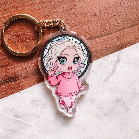 Pink Werewolf Girl Keychain