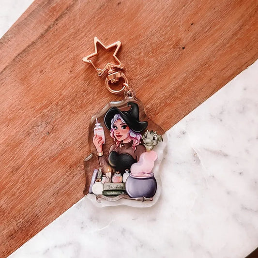 Fantasy Witch & Dragon Keychain