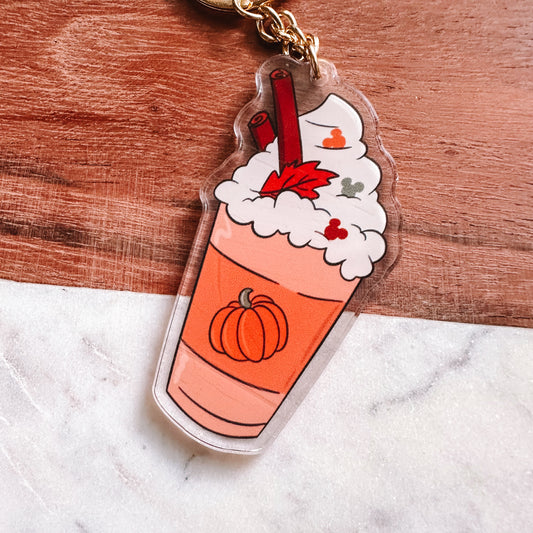 Pumpkin Fall Iced Coffee Keychain